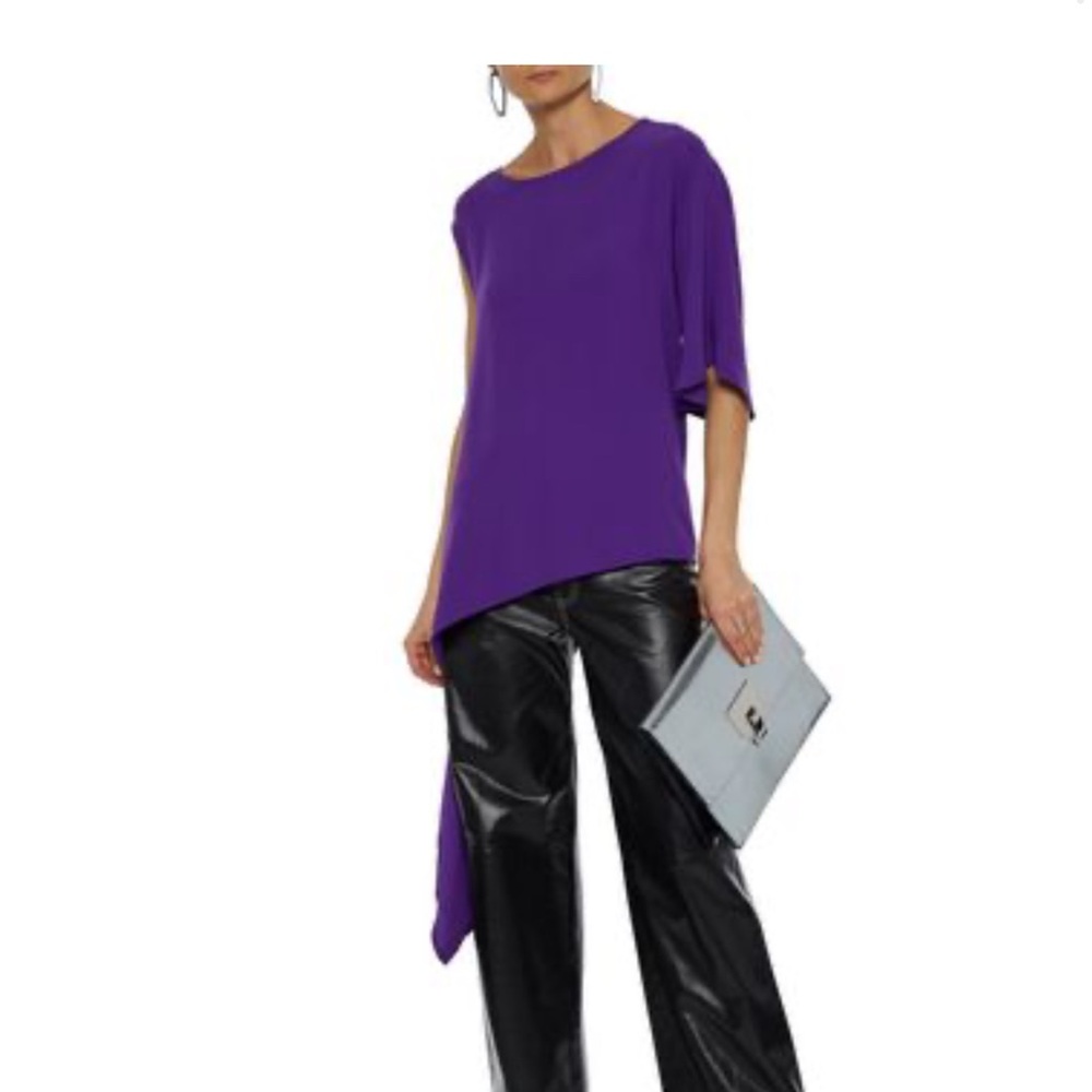 Mm6 Maison Margiela Asymmetric Draped crepe Top In Purple